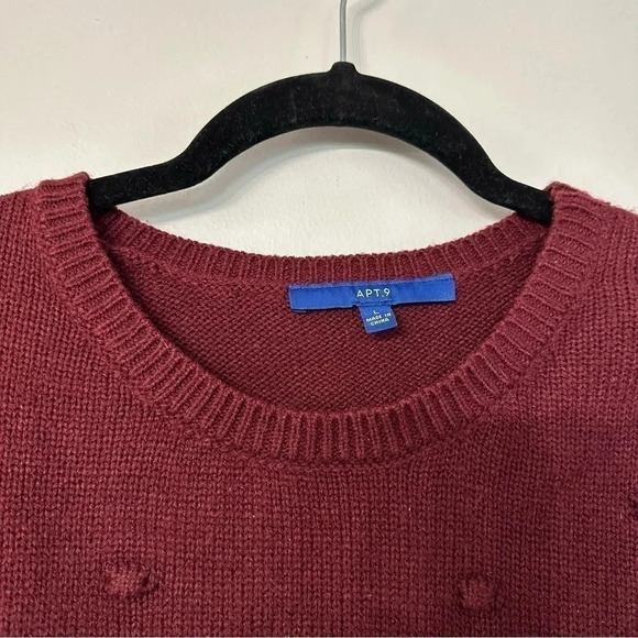 Apt. 9 Swiss Dot Maroon Long Sleeve Sweater Size Large GUC - Picture 7 of 9